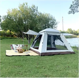 Doors and Four Windows Camping Tent Stable Sturdy Tents Waterproof for Family Camping,Hiking Party bluff bureau Camping Tent 4 People Waterproof,Double 