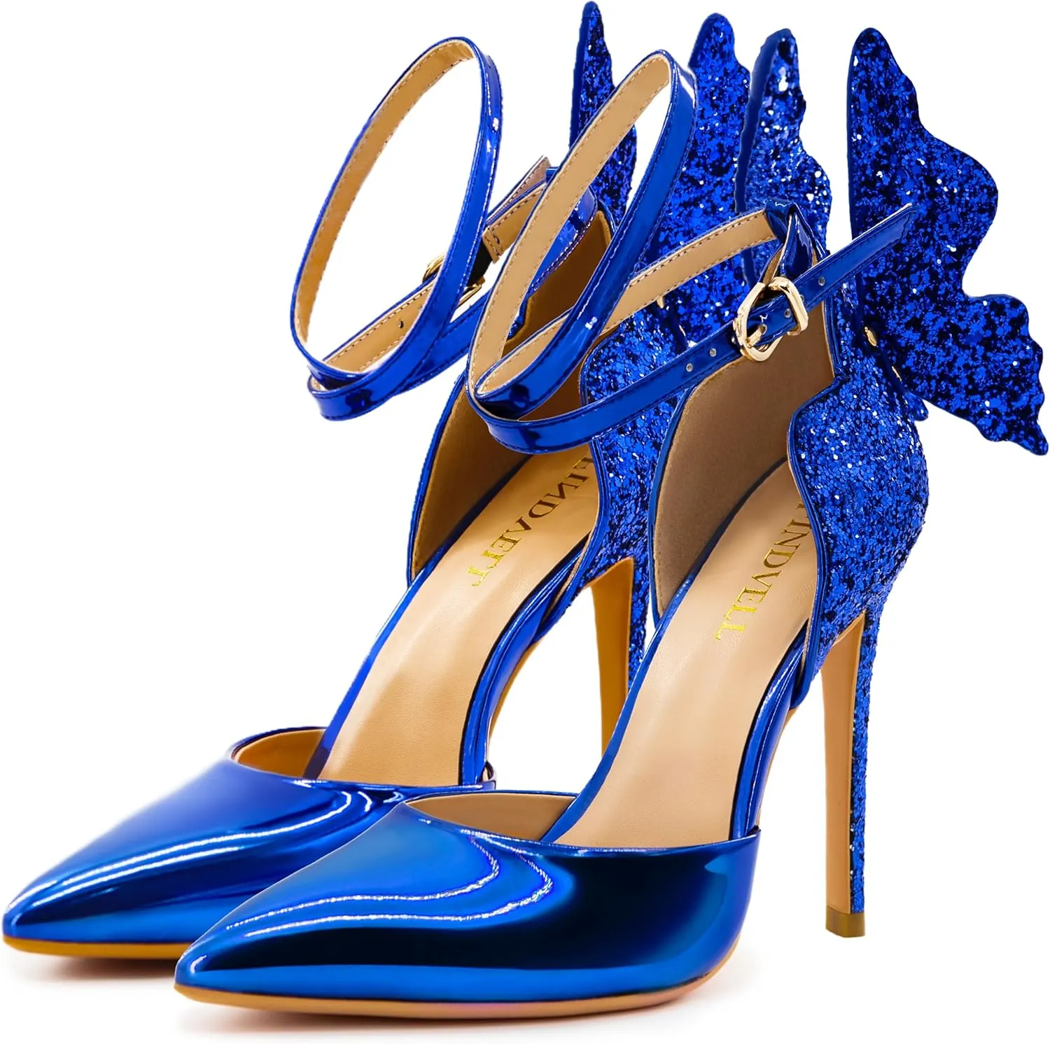 Dress Shoes for Women Gold High Heels penetrate transcend Kenya Butterfly Back Sexy Stiletto Pumps Closed Toe Sparkly Ankle Strap Heels Sandals 