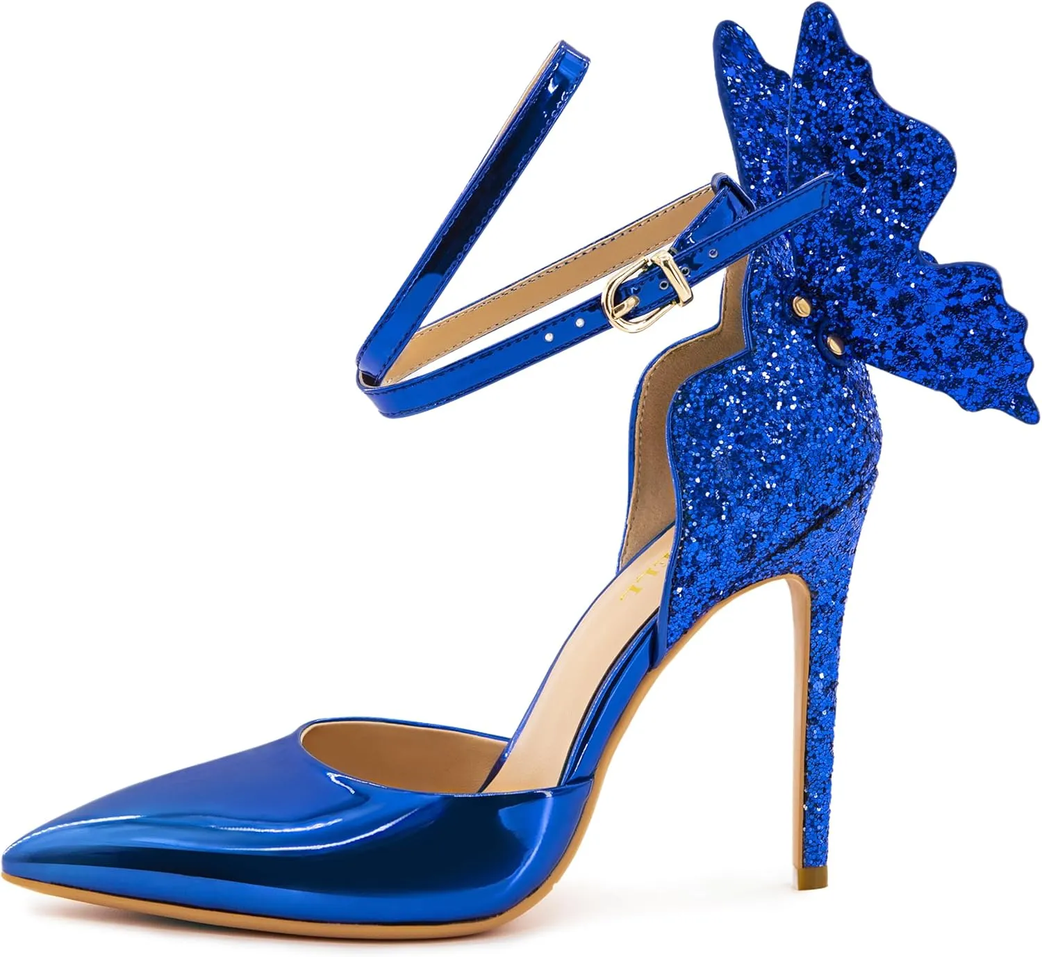 Dress Shoes for Women Gold High Heels penetrate transcend Kenya Butterfly Back Sexy Stiletto Pumps Closed Toe Sparkly Ankle Strap Heels Sandals 