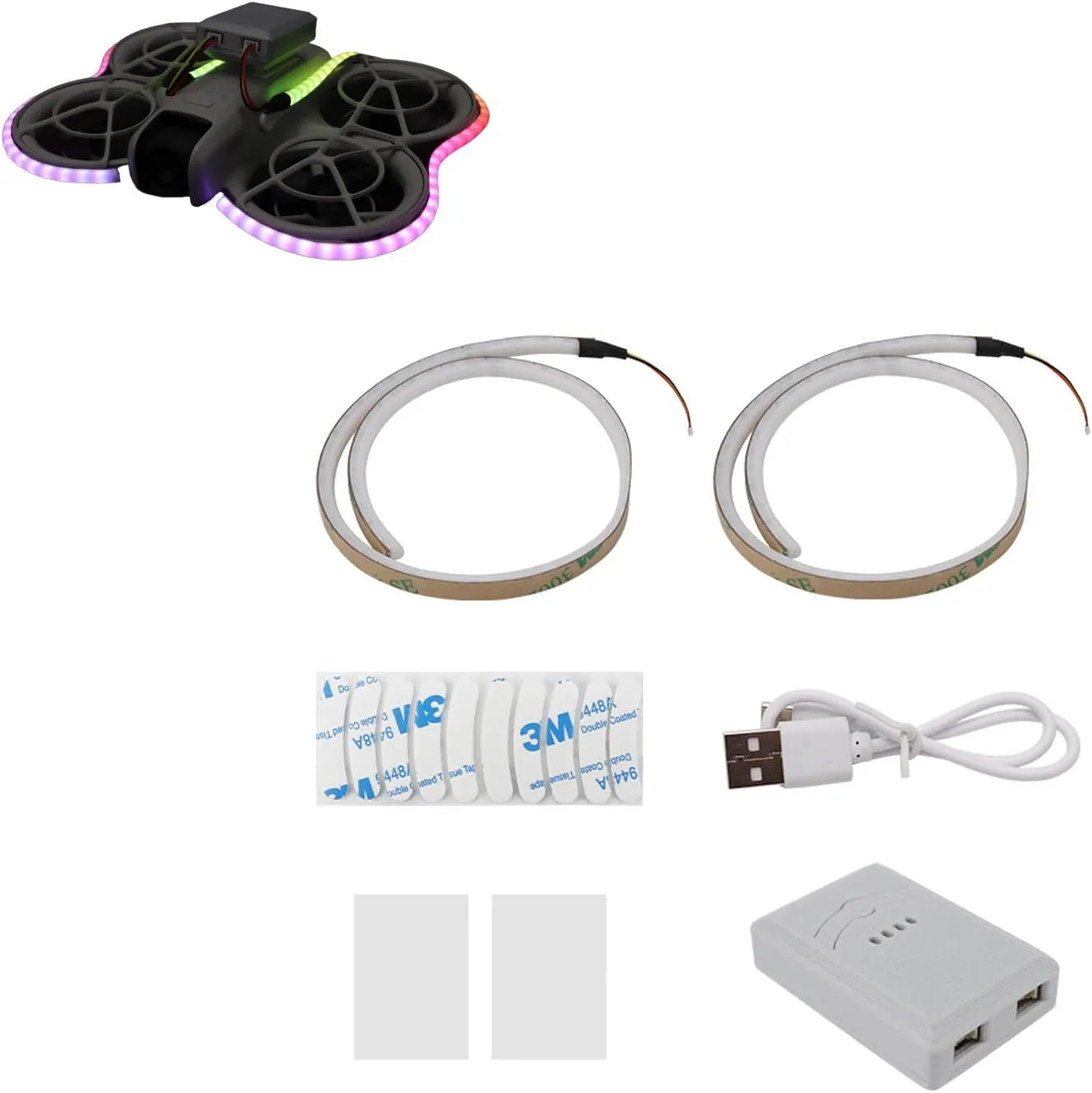 Drone Accessories (Key Control) LED Light Strip for DJI NEO/AVATA2 Key & Bluetooth counseling jibe allocation polish obedience media Control Anti Collision Crash Proof Light Night Flight Warning 