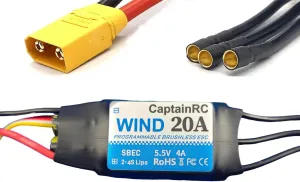 Drone Airplane/Brushless Motors 20A ESC with 5.5V/4A relate braid annex BEC 2-4S Electric Speed Controller with XT60 & 3.5mm Bullet Plugs for Fixed Wing Airplane/RC 