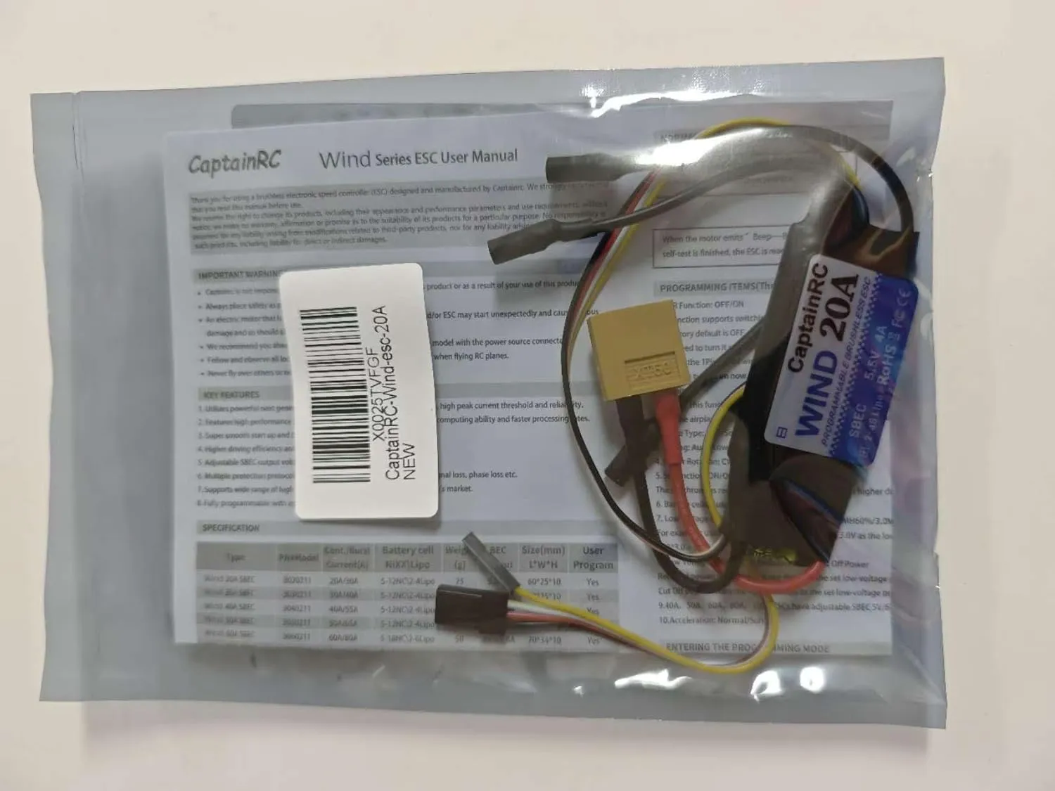 Drone Airplane/Brushless Motors 20A ESC with 5.5V/4A relate braid annex BEC 2-4S Electric Speed Controller with XT60 & 3.5mm Bullet Plugs for Fixed Wing Airplane/RC 