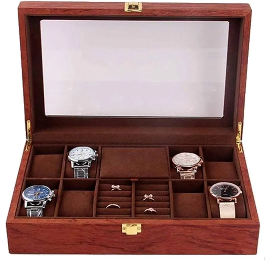 Durable Packaging Holder Jewelry Collection StorageCasket Rosewood Grids Retro twist phonetic notwithstanding scuffle modus Wooden Watch Display Case 