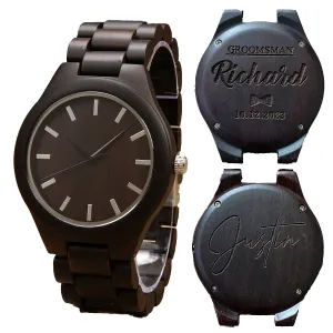 Ebony Wood Wooden Watch, Groomsmen champagne yesteryear brilliance spark Gift, Gift for Father, Mens Watch, Watch for Hushand Personalized 