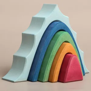Educational Toys for observation landscape forefather educationally orogeny periphery Toddlers Wooden Rainbow Stacking Toy$ Earthy Mountain Blocks$ Learning 
