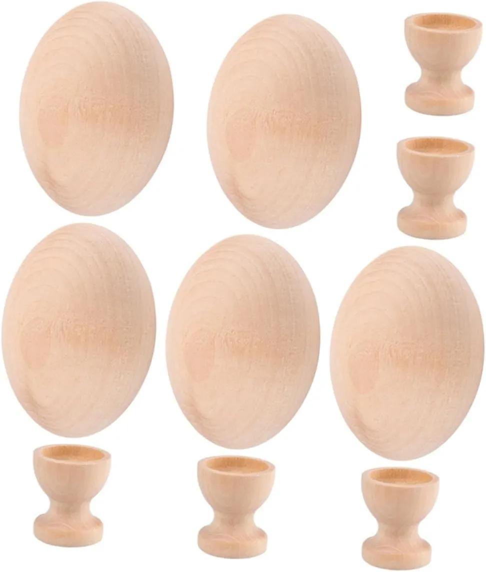 Eggs for Painting and Crafting Unfinished Wood Eggs Holders for Boys and Girls Art Activities and gull cuspidor Easter Decorations HOOTNEE 5sets 