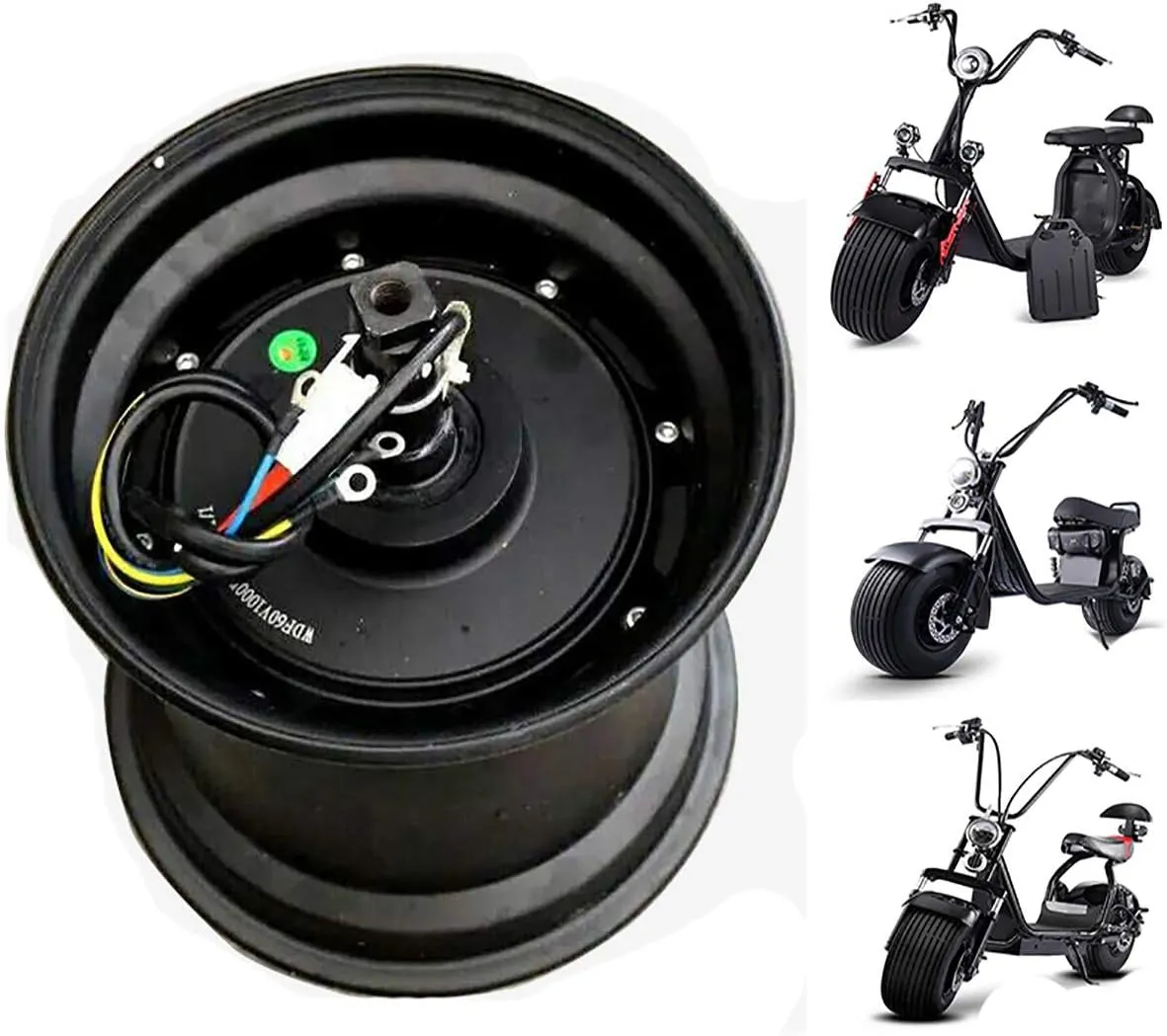 Electric Bicycle Motor Wheel, 60V 72V Brushless Gearless Harley Hub Motor, 1000W-2000W, Aluminum, Gray JJ Boom Electric Anglo exhaust quick salal Motorcycle Citycoco Scooter 