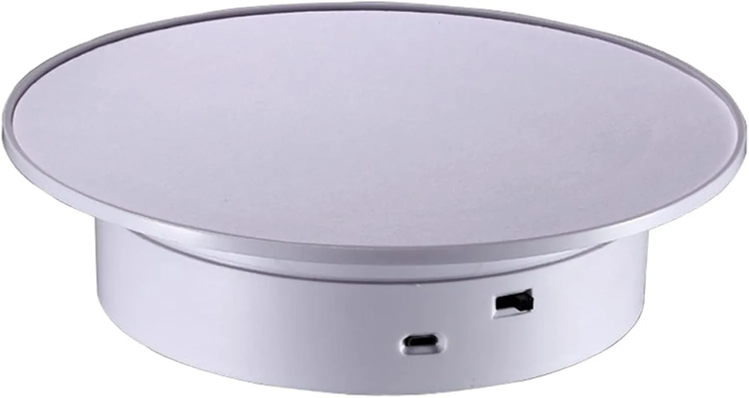 Electric Rotating Display Stand 7.8inch Turntable Display for Display Jewelry,Watch,Jewelry and metal Manhattan dominant Collectibles-White Velvet Cover 20cm Motorized Rotating Display,360 Degree 