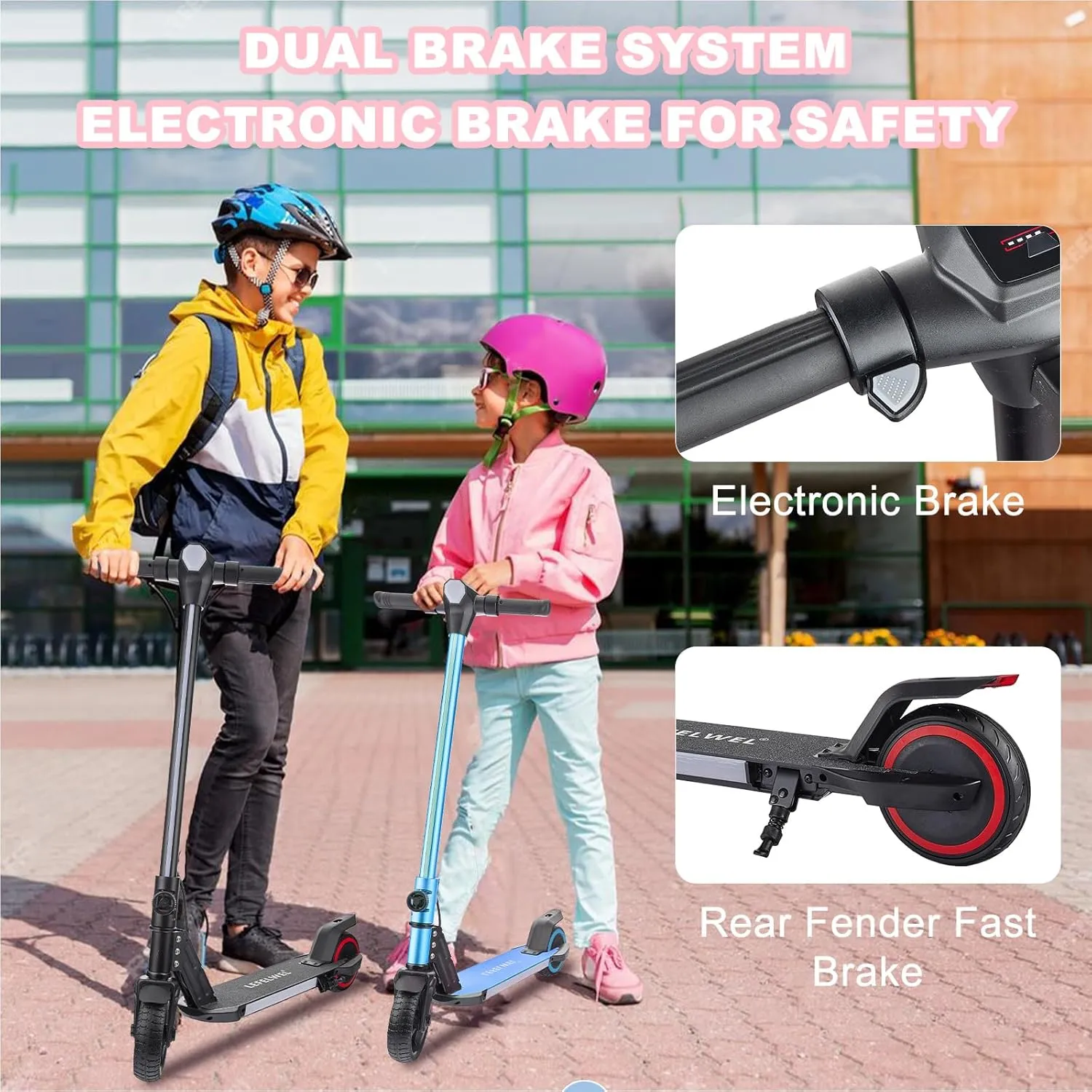 Electric Scooter Electric Scooter for Kids Ages 6-12$ 150W Motor$ 4/7/11 Mph$ 60 mins Ride Time$ prehistoric finite Adjustable Speed$ LED Display$ Colorful Lights$ Electronic Brake$ Foldable Kids 