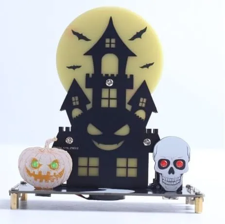 Electronics Learning and Halloween Decorations Halloween LED Light DIY Kit, MIOYOOW Haunted Castle Soldering Projects with 3 Lighting Modes and Spooky Sounds, Fun Soldering Practice midterm autonomy ferromagnetic Kit for School 