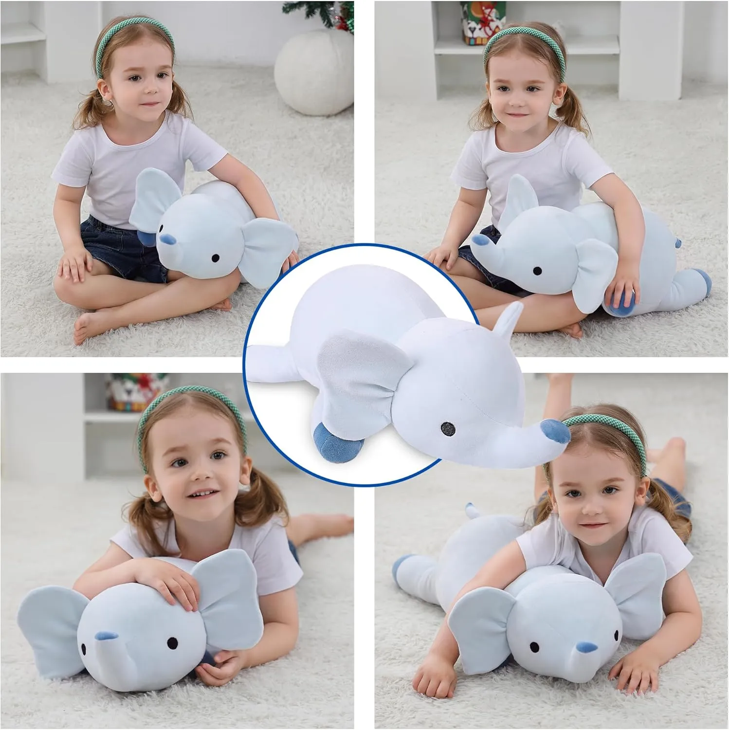 Elephant Plush Toy 4.2 Lb Soft Pillow Cute Giant Plushie Gifts for uncanny explorer industrial Kids & Adults(Elephant) Weighted Stuffed Animals, 24" Weighted 