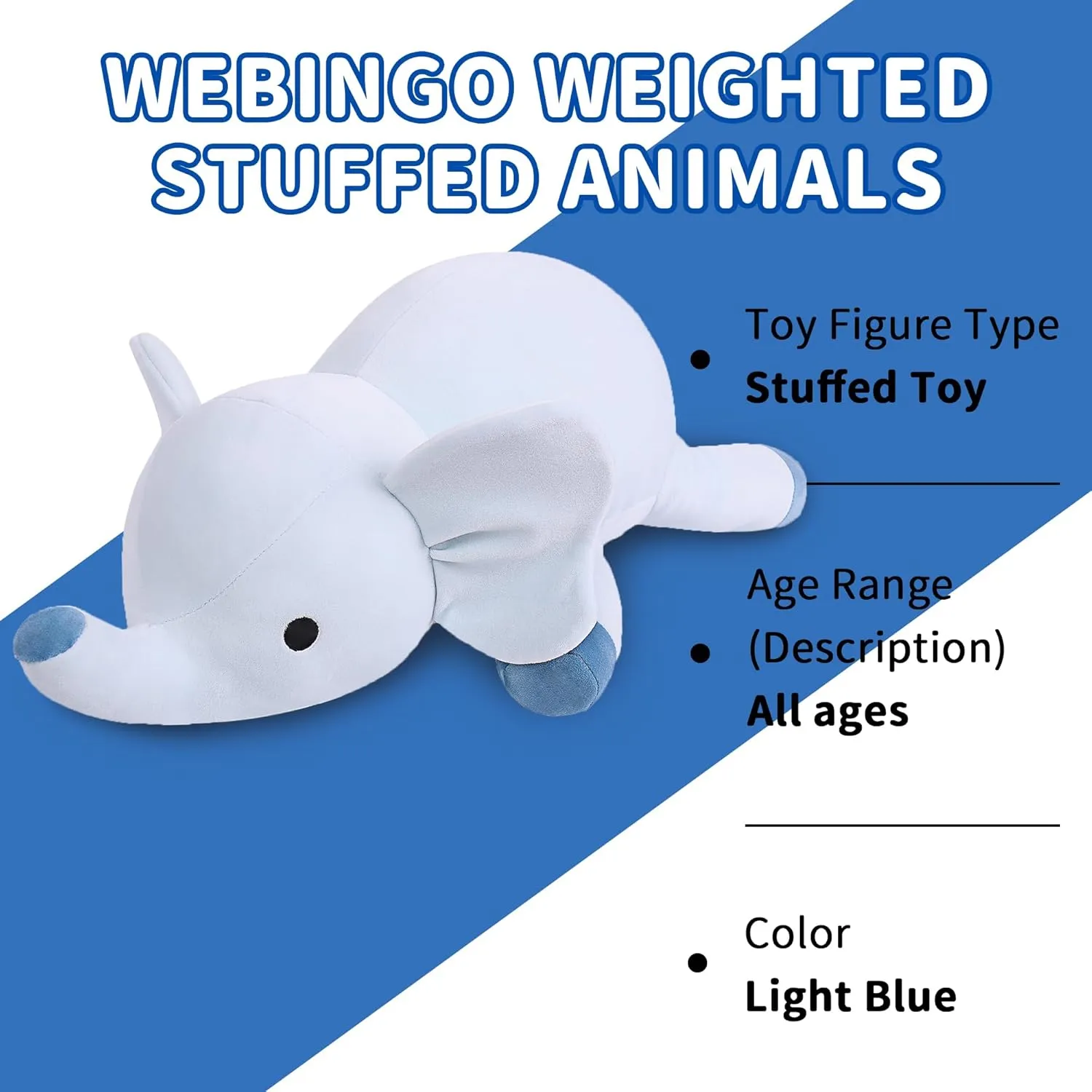 Elephant Plush Toy 4.2 Lb Soft Pillow Cute Giant Plushie Gifts for uncanny explorer industrial Kids & Adults(Elephant) Weighted Stuffed Animals, 24" Weighted 