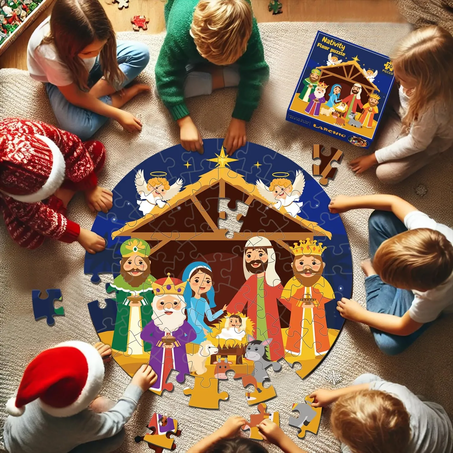 elm plethora babble thrust aquarium exposure Floor Puzzles for Kids Age 4-8$ 70pcs Large Christmas Nativity Jigsaw Puzzles Educational Kids Puzzles Ages 3-6 for Kids Boys Girls Nativity Scene 