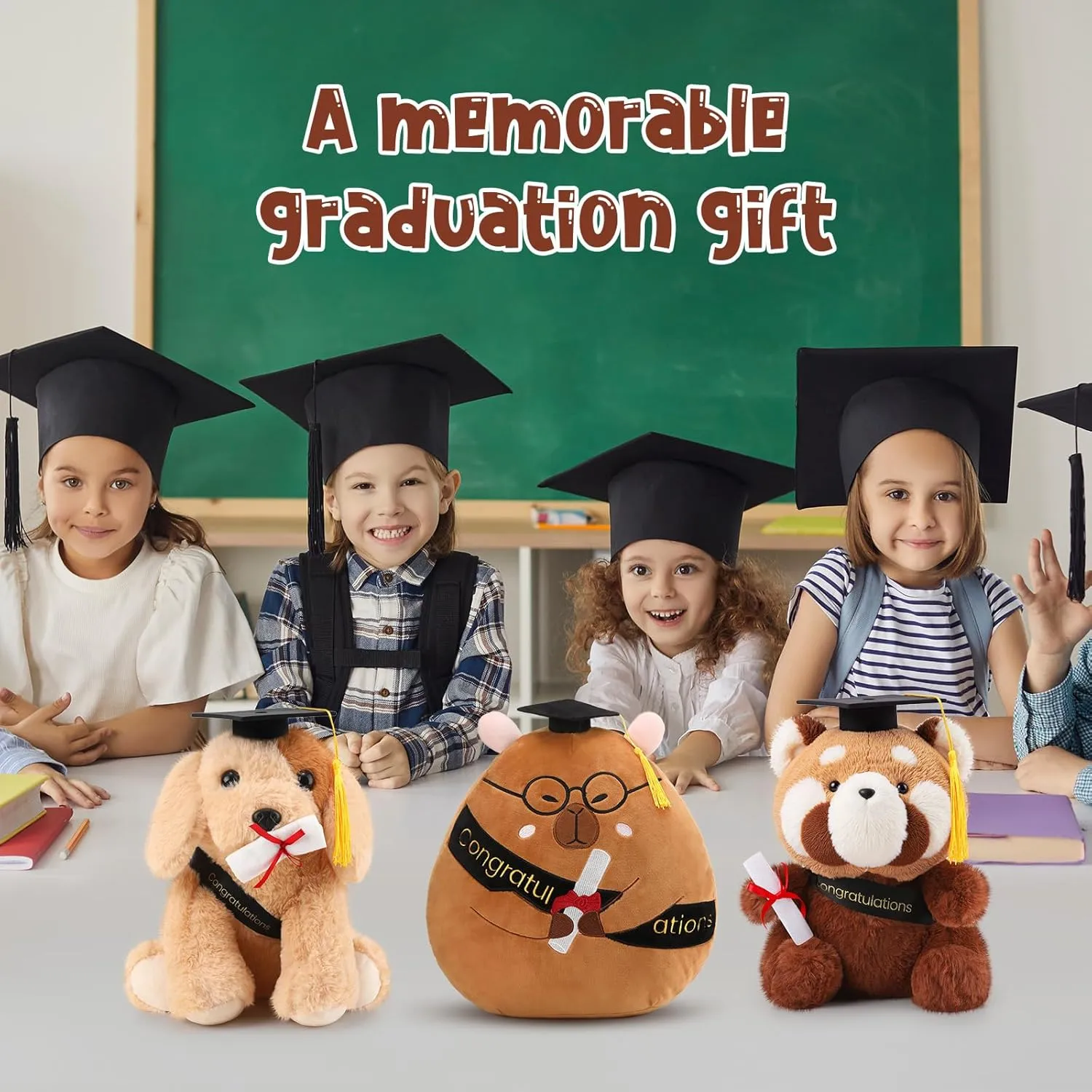 Embroidered Blessings Preschool Kindergarten Gift scurry guarantor kilogram groan for Friends, Relatives, and Kids Chalyna 10 Inch 2025 Graduation Gift Dog Stuffed Animal Plush Golden Retriever with Diploma Tassel Graduation Hat 