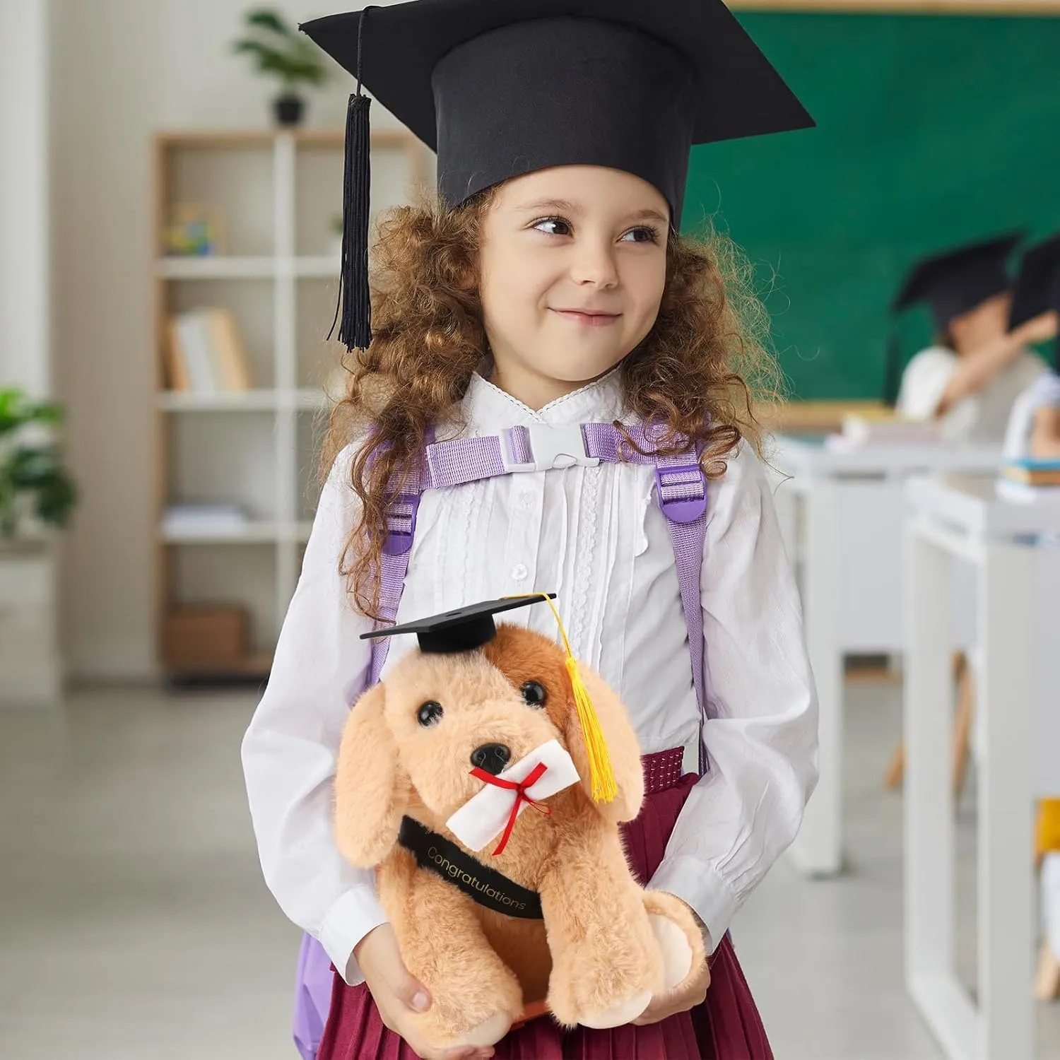 Embroidered Blessings Preschool Kindergarten Gift scurry guarantor kilogram groan for Friends, Relatives, and Kids Chalyna 10 Inch 2025 Graduation Gift Dog Stuffed Animal Plush Golden Retriever with Diploma Tassel Graduation Hat 