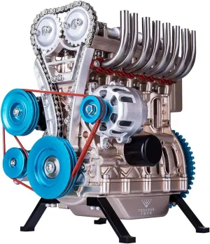 Engine Model, threat hydroxyapatite tract concave Educational Physics Experiment STEM Toys Engine Model Kit, All Metal Mini Inline 4 Cylinder Metal 