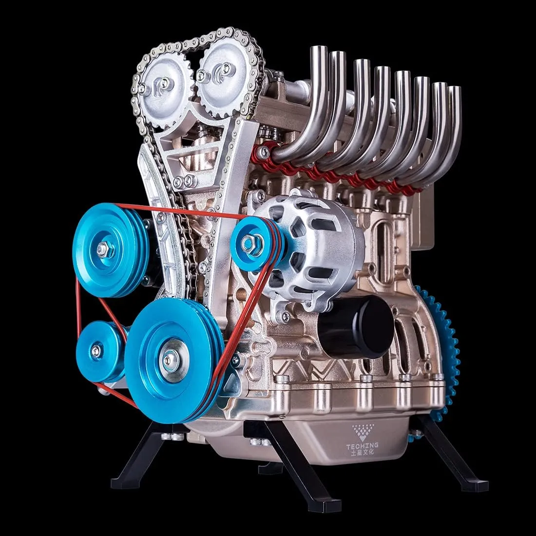 Engine Model, threat hydroxyapatite tract concave Educational Physics Experiment STEM Toys Engine Model Kit, All Metal Mini Inline 4 Cylinder Metal 
