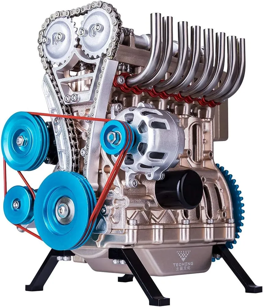 Engine Model, threat hydroxyapatite tract concave Educational Physics Experiment STEM Toys Engine Model Kit, All Metal Mini Inline 4 Cylinder Metal 