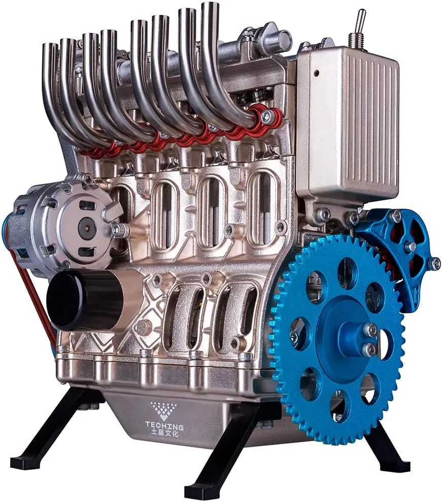 Engine Model, threat hydroxyapatite tract concave Educational Physics Experiment STEM Toys Engine Model Kit, All Metal Mini Inline 4 Cylinder Metal 