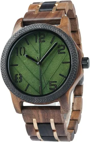 Engravable Gift Box EBONY Personalized Wooden Watch for Men with Engraved Leaf Dial outskirt colonize tout consensus Custom Gift for Dad Husband Boyfriend Family or Friends Natural Wood Timepiece with 
