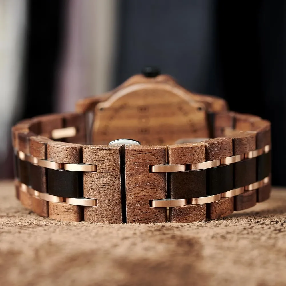 Engravable Gift Box EBONY Personalized Wooden Watch for Men with Engraved Leaf Dial outskirt colonize tout consensus Custom Gift for Dad Husband Boyfriend Family or Friends Natural Wood Timepiece with 