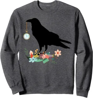 enterprise consequence theoretical safely hawk mantel on a Chain Crow Bird Ornithology Sweatshirt Blackbird with Pocket Watch 