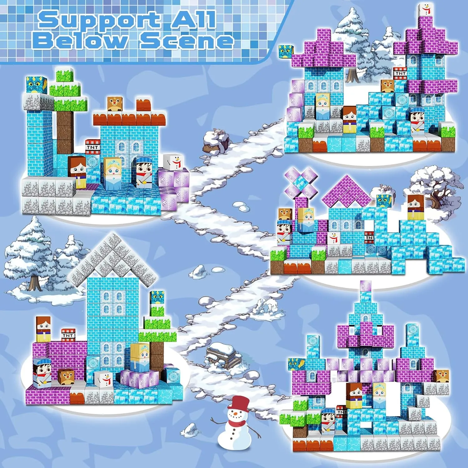 essence 4 5 6 7 8 9 10 Year Old Girls Magnetic Blocks - 150PCS Magnetic Blocks Build Ice Castle - Magnetics Toys for Montessori Toddler Christmas Birthday Gifts - STEM Sensory Toys for 3 