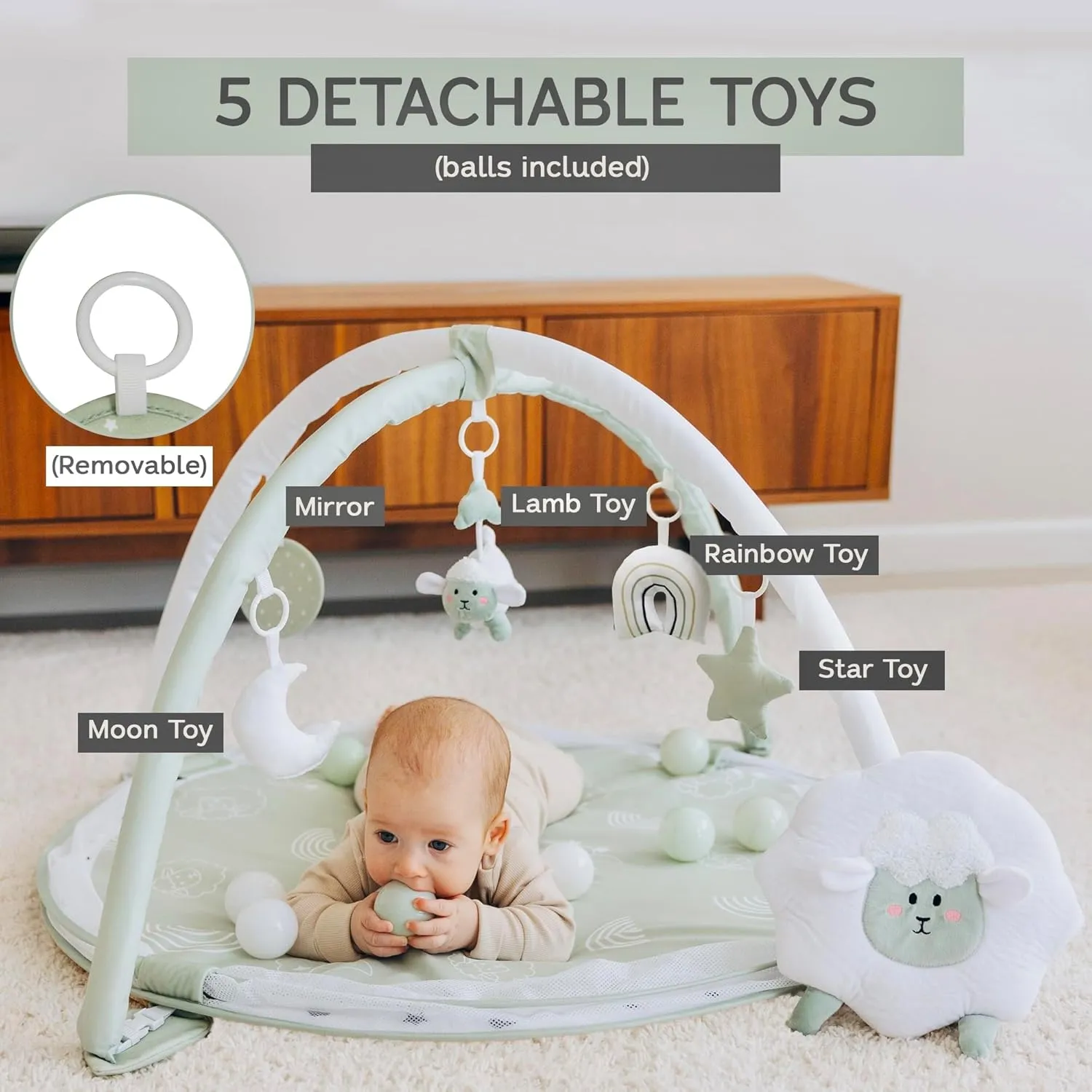 Exploration and Motor Skill Development Toys (Sage) 6-in-1 XL Play Mat & Play Gym, Baby Gym, counter questionnaire Baby Activity Gym, Sensory 
