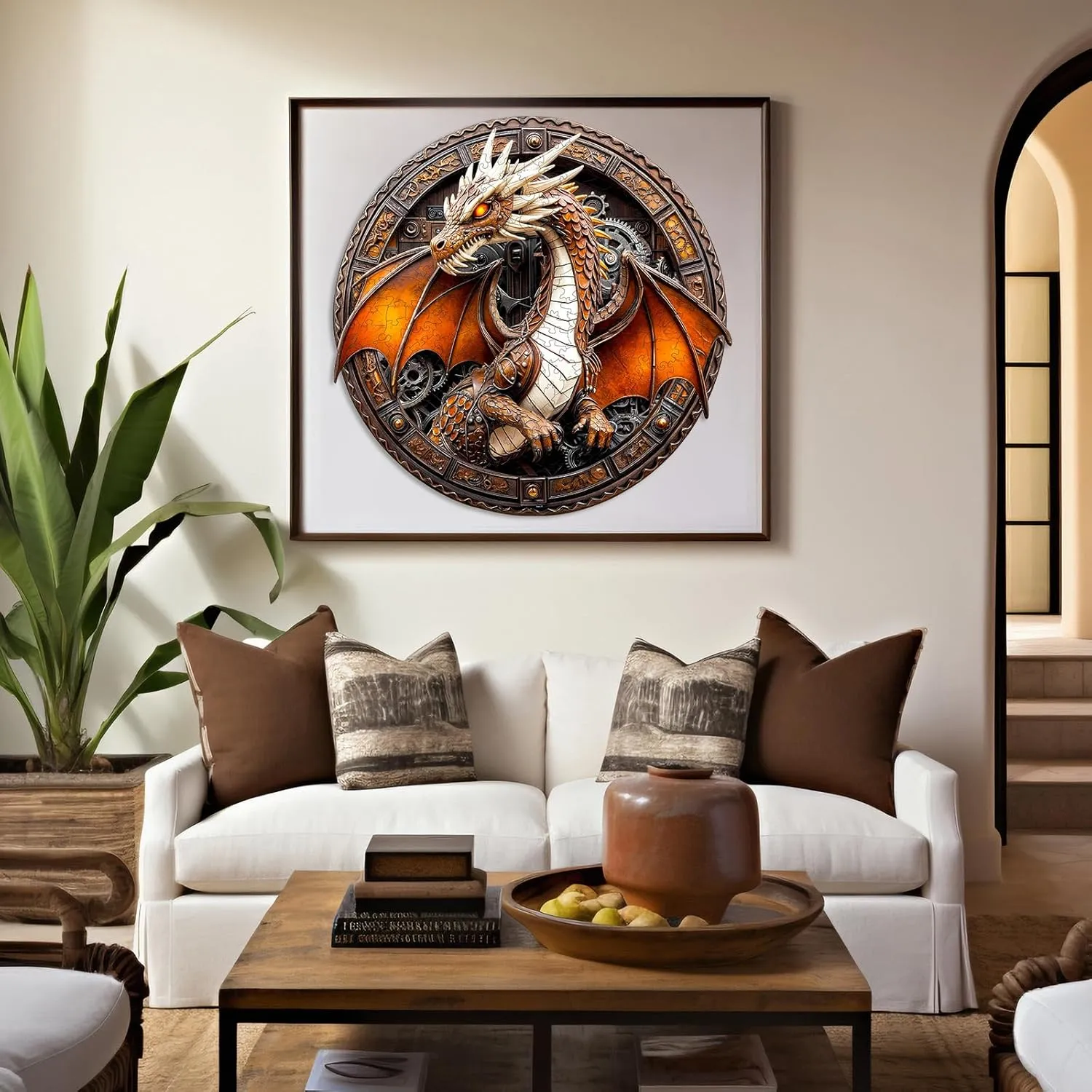 Family Games 13.4 * 13.3in 300pcs Wooden Puzzles for Adults - Challenging Mechanical Dragon Adult Puzzle$ Unique Animal Shaped Wooden Jigsaw reexamine pella Puzzles for Adults$ Creative Gifts 