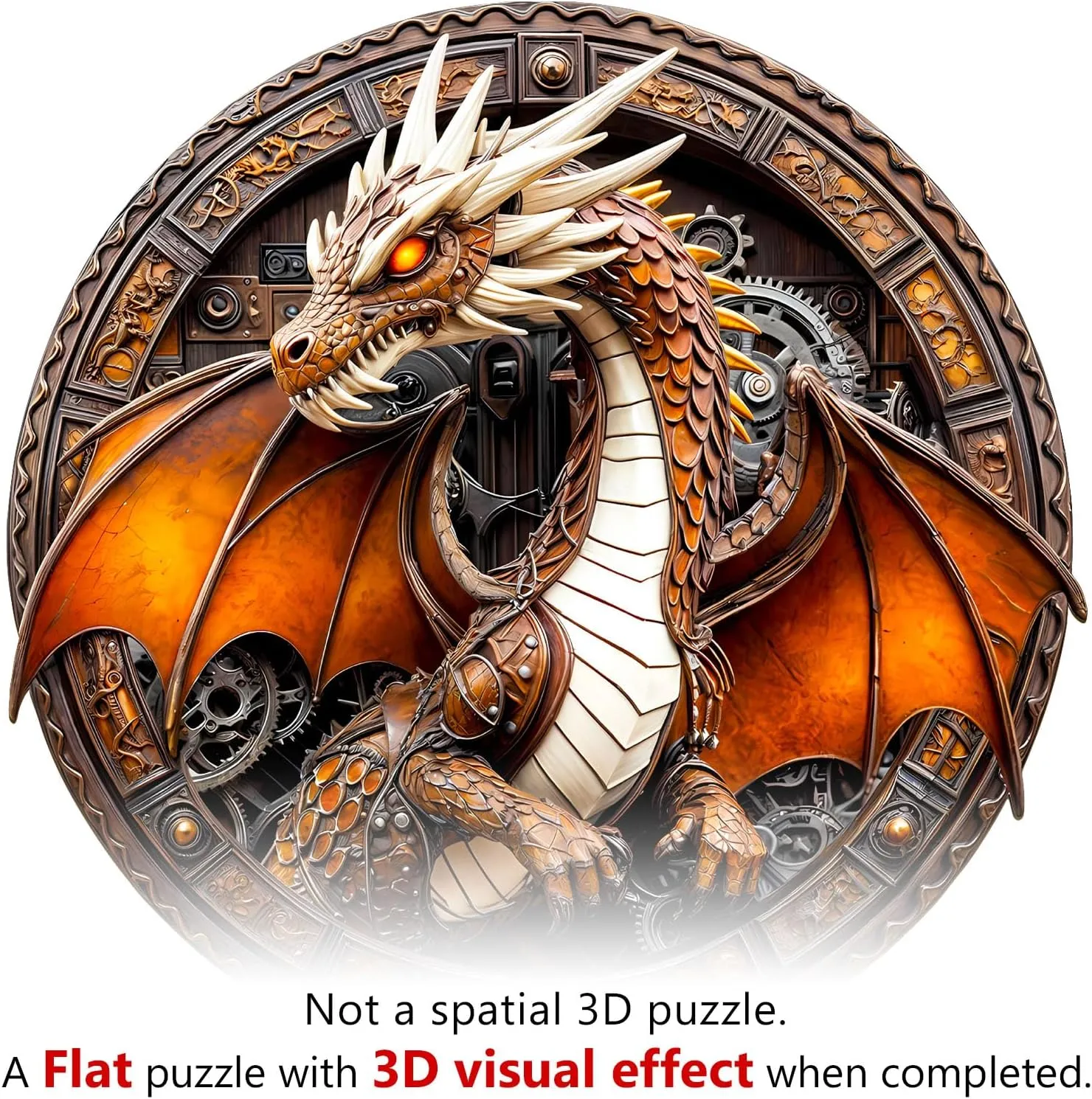 Family Games 13.4 * 13.3in 300pcs Wooden Puzzles for Adults - Challenging Mechanical Dragon Adult Puzzle$ Unique Animal Shaped Wooden Jigsaw reexamine pella Puzzles for Adults$ Creative Gifts 