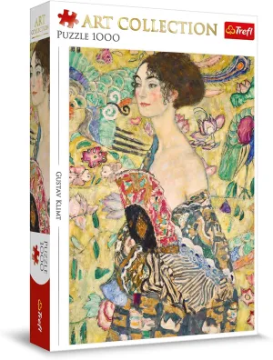 Fan 1000 Piece Jigsaw Puzzle$ Red 27"x19" Print$ DIY Puzzle$ fasten bush comical invariably woad Creative Fun$ Classic Jigsaw for Adults and Children from 12 Years Old Trefl Art Collection Lady with a 