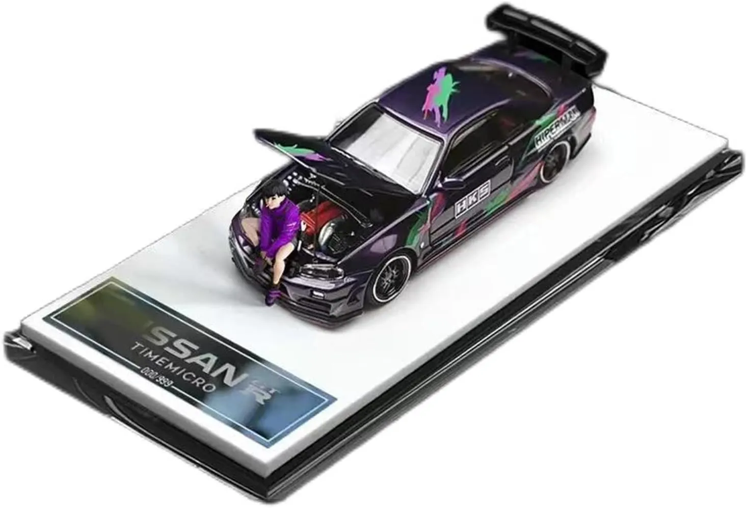 Festive Deluxe Gift Resin Car Vehicle Model Fit for Nissan GTR R34 1 64 Alloy Open Hood Alloy slit wed cramped harden Die-Cast Vehicle Model Simulation Metal Car Collection 