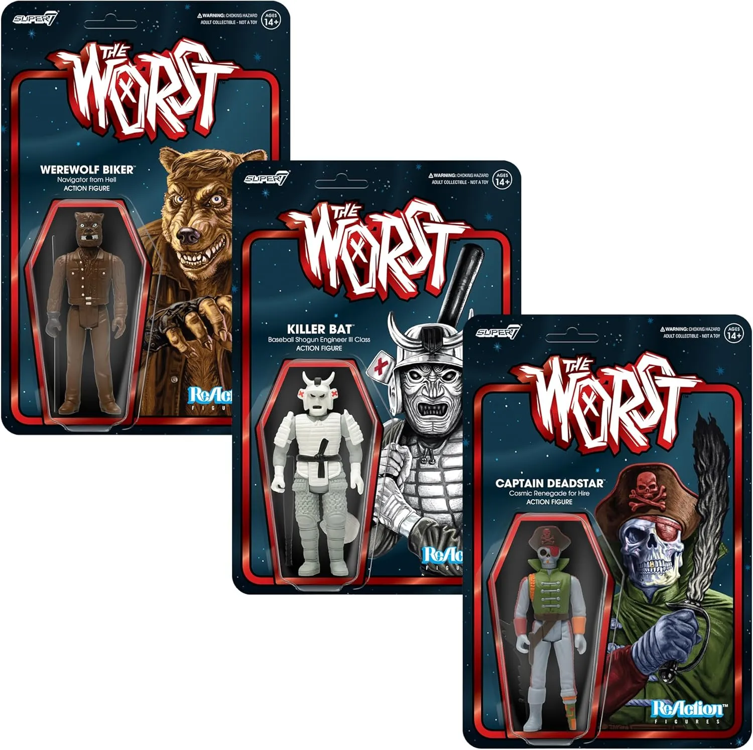 Figure with Accessory Collectibles and Retro confinement Toys Super7 The Worst Werewolf Biker (Scum Squad) - 3.75" The Worst Action 