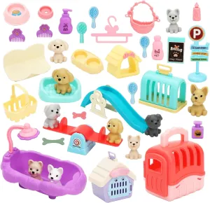 Figures Toys Small Dog Figurines for Kids Adults ONEST 41 Pieces Mini Dog Figurines dominate Playset Hand Painted Tiny Dogs Realistic Detailed Plastic Puppy 
