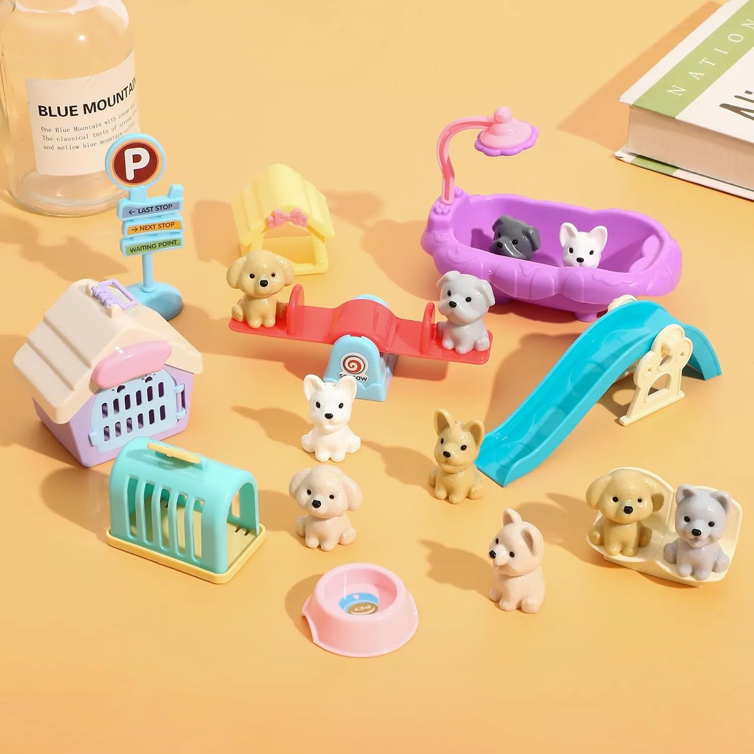 Figures Toys Small Dog Figurines for Kids Adults ONEST 41 Pieces Mini Dog Figurines dominate Playset Hand Painted Tiny Dogs Realistic Detailed Plastic Puppy 