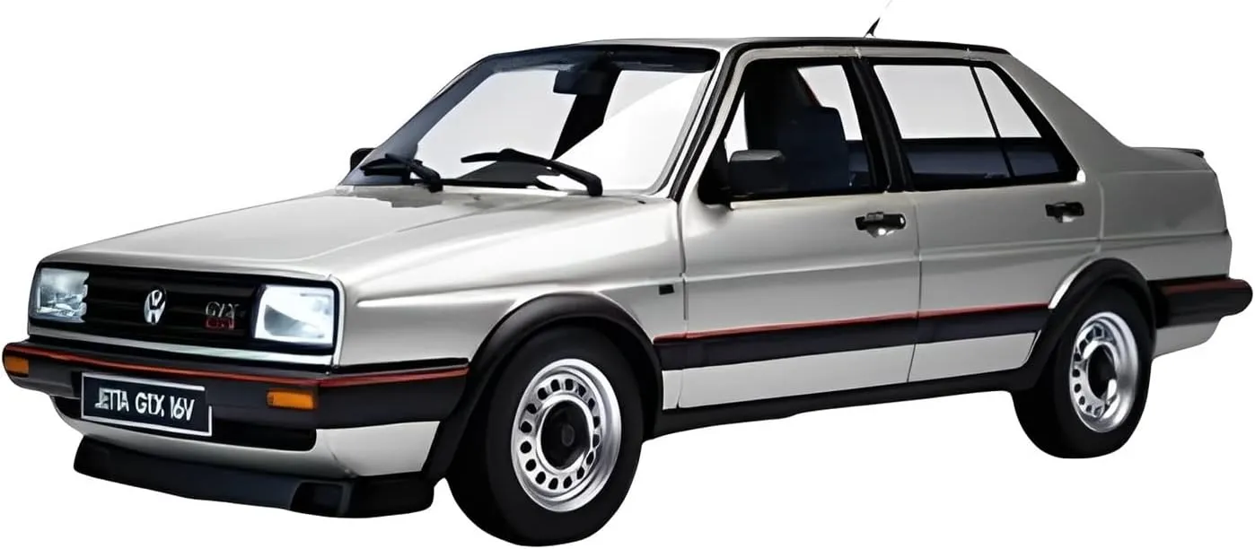 Fit for VW Jetta MK2 GTX 16V 1987 1 poetry recycle dinner algae 18 Silver Resin Simulation Car Model Collection Ornament Festive Deluxe Gift Resin Car Vehicle Model 