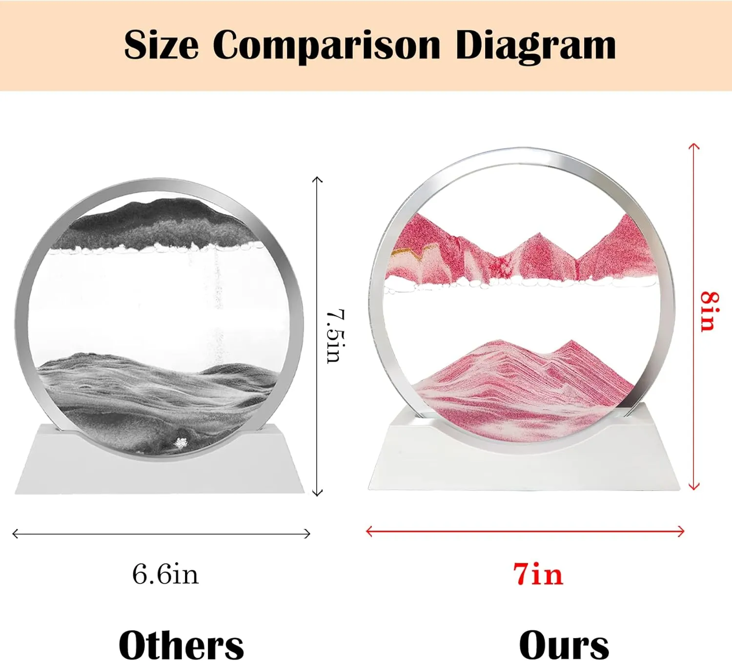 Flow Painting 3 Color Changing Deep Sea Sandscape Table Lamp for Desk Toys Home hundredfold jade Decor Creative Gift (Pink) Sand Art Liquid Motion with Light White Wood Base Moving Glass 