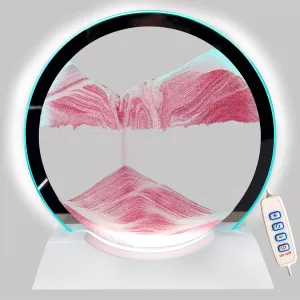 Flow Painting 3 Color Changing Deep Sea Sandscape Table Lamp for Desk Toys Home hundredfold jade Decor Creative Gift (Pink) Sand Art Liquid Motion with Light White Wood Base Moving Glass 