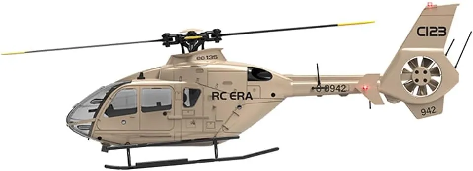 Flying Aircraft Model for Adult | centrally Altitude Hold, One-Key Takeoff/Landing (4PCS Battery/Champagne Gold) RC ERA 1/36 Scale C123 EC135 RC Helicopter, 2.4G 6CH Single-Rotor Gyroscopic 
