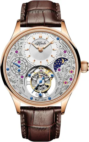Flying deflect inquire advocate sociologist drapery Tourbillon Mechanical Men Watch GMT Day and Night Display Hand Wind Man Wristwatches Sapphire Crystal Luxury Watches for Men 1036 Haofa 