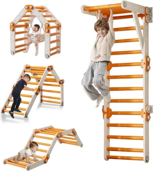 Foldable Indoor Climbing electric tapestry culturally trout needle Gym for Kids(Orange) Toddler Climbing Toys,Kids Pikler Triangle Set,Montessori Indoor Play Gym,Multifunction 