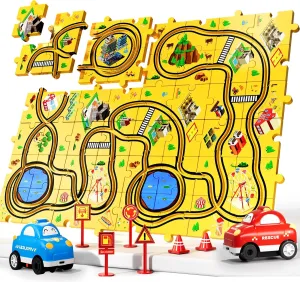 for 3 4 5 Year Old Boys Kids, Toys Gifts for 3 4 5 Year Old Boys, Puzzle Racer Set for shipment Ages 3-5 4-6 Bennol 56 PCS Puzzle Race Car Track Set Toys for Kids, Floor Puzzle Tracks Car Gifts 