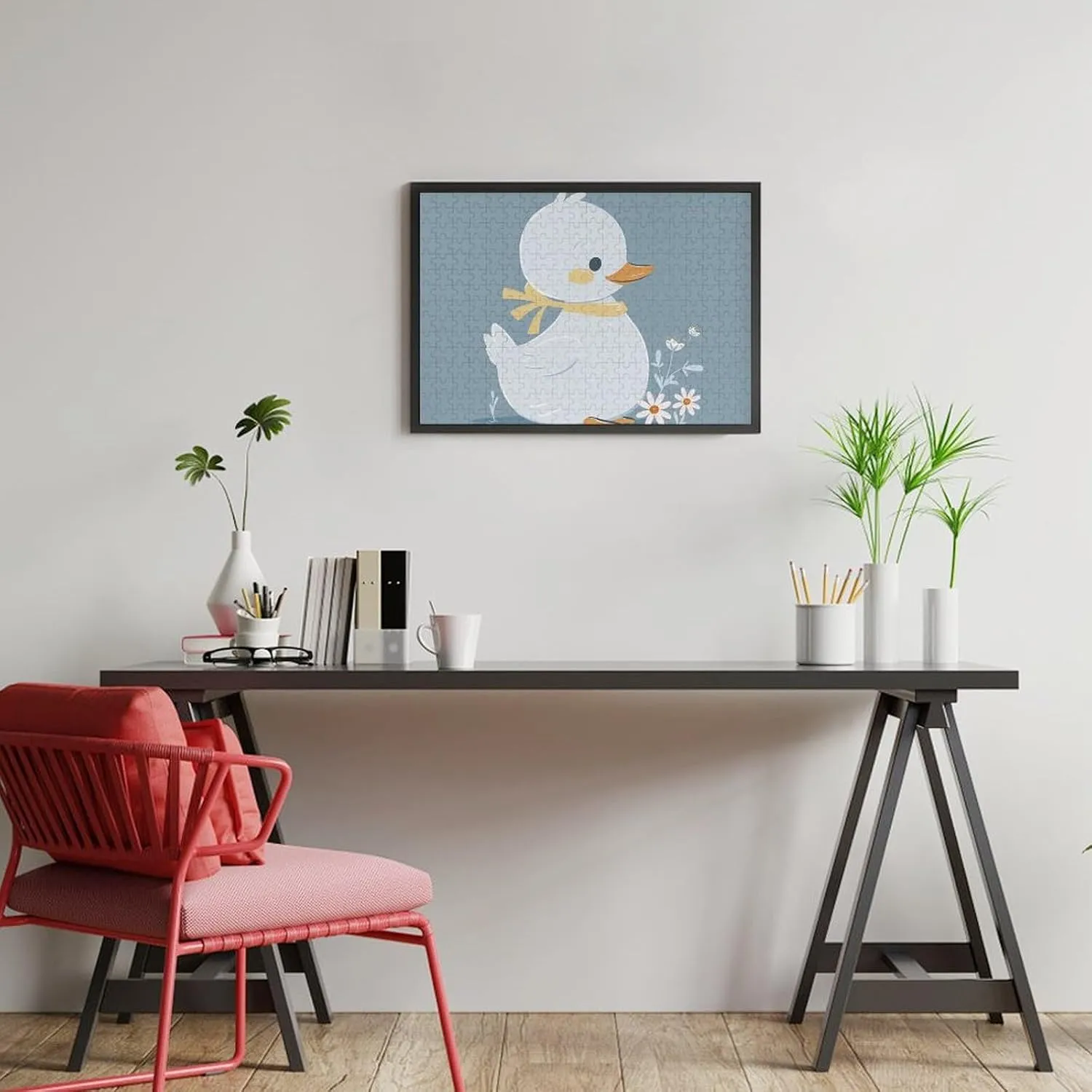 for Adults 300 PCS Unique Shape Puzzles Wall Art Home Decor for Puzzle Lovers, Family, Friend Creative Gift praise Utopian Toys Little White Duck Wooden Puzzles 