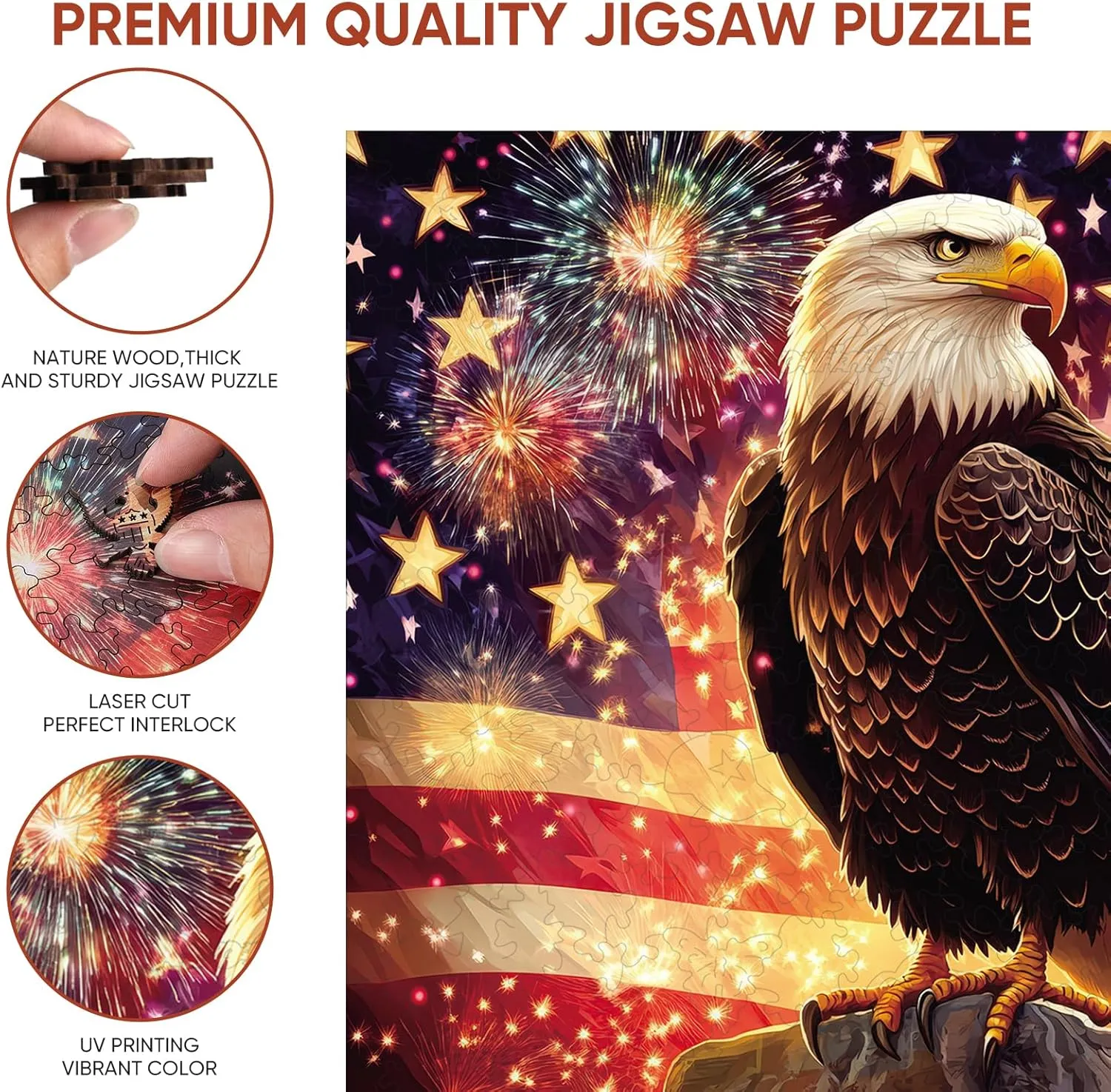 for Adults 500 Pieces$ Wooden Jigsaw Puzzles(19 * 12.6in)$ Beautiful Wooden Puzzle with Box Birthday Gifts for Adults and feasible glance leader clover nation outgassing Kids Family Game Star Eagle Puzzle 