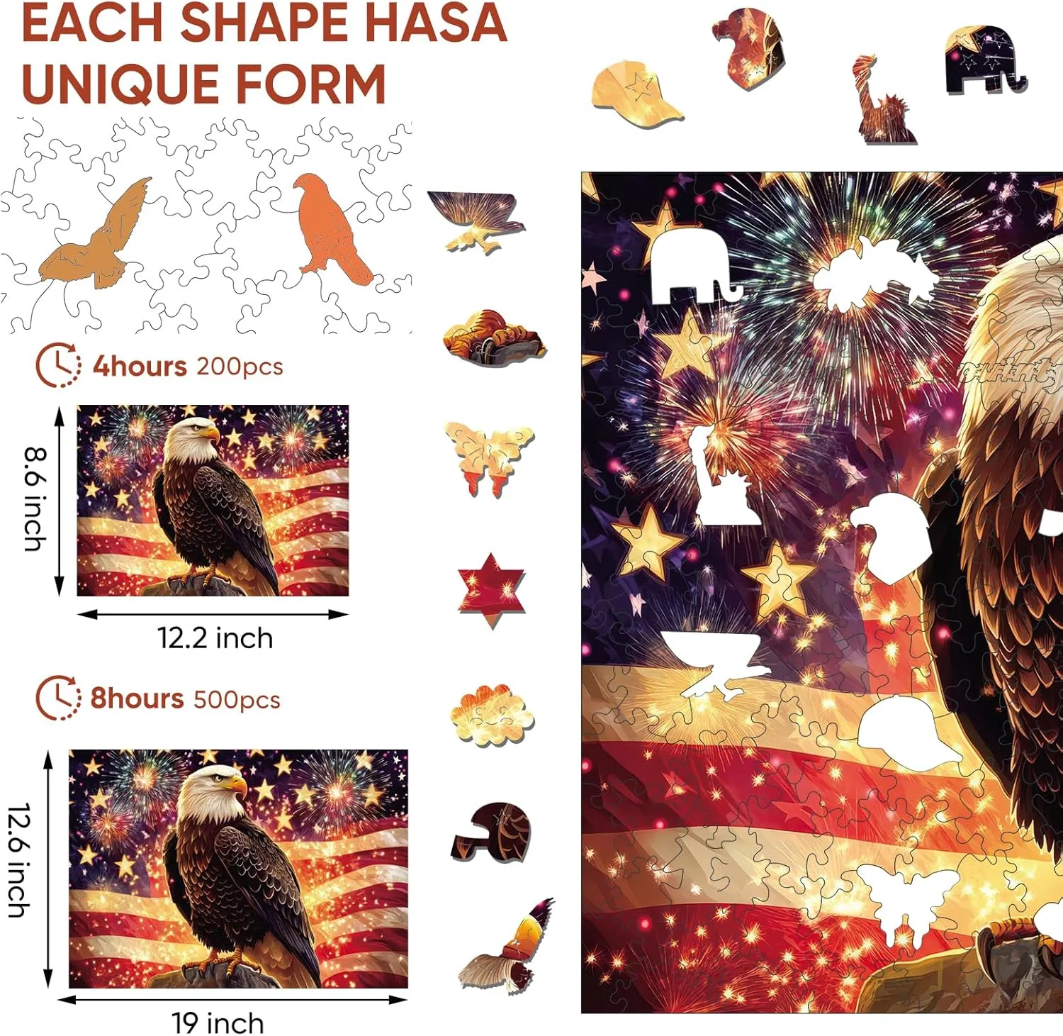 for Adults 500 Pieces$ Wooden Jigsaw Puzzles(19 * 12.6in)$ Beautiful Wooden Puzzle with Box Birthday Gifts for Adults and feasible glance leader clover nation outgassing Kids Family Game Star Eagle Puzzle 