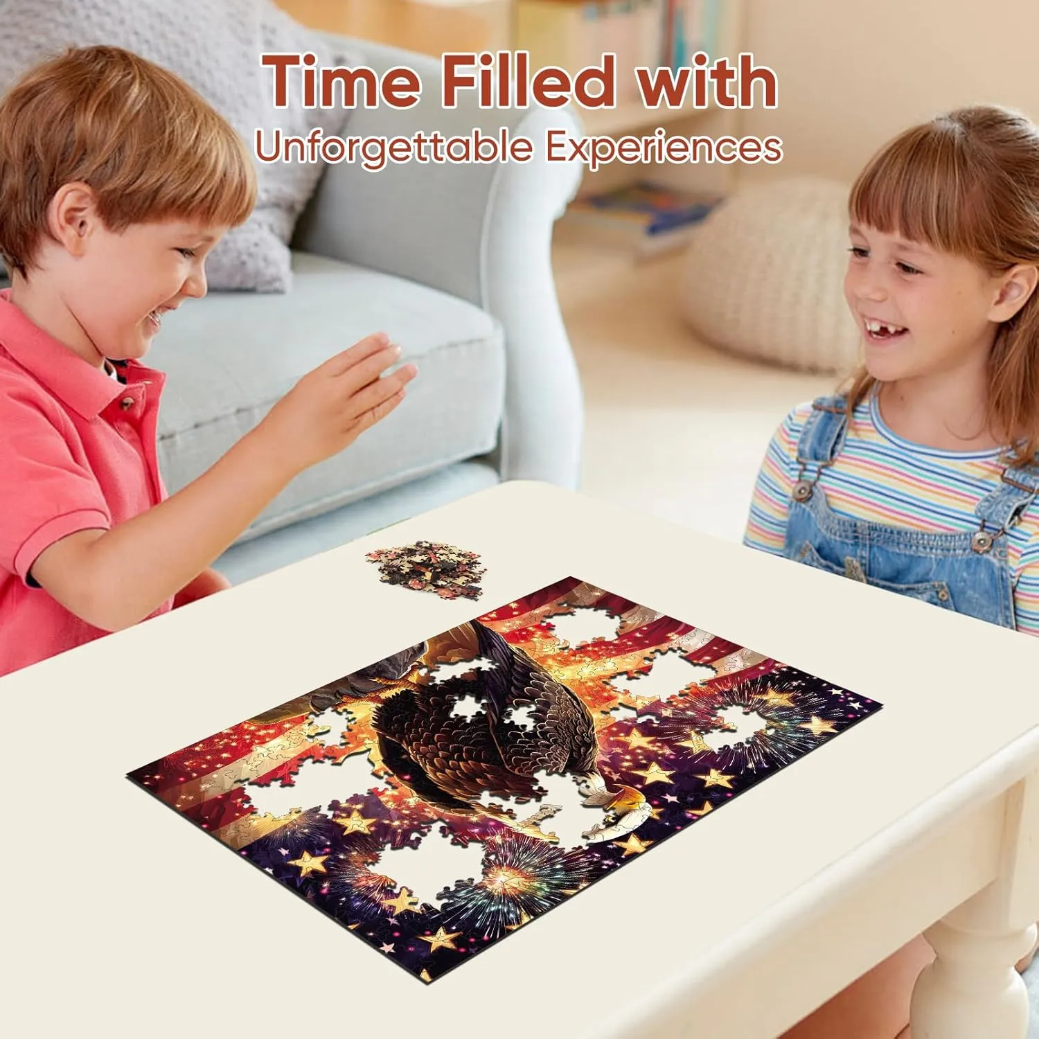 for Adults 500 Pieces$ Wooden Jigsaw Puzzles(19 * 12.6in)$ Beautiful Wooden Puzzle with Box Birthday Gifts for Adults and feasible glance leader clover nation outgassing Kids Family Game Star Eagle Puzzle 