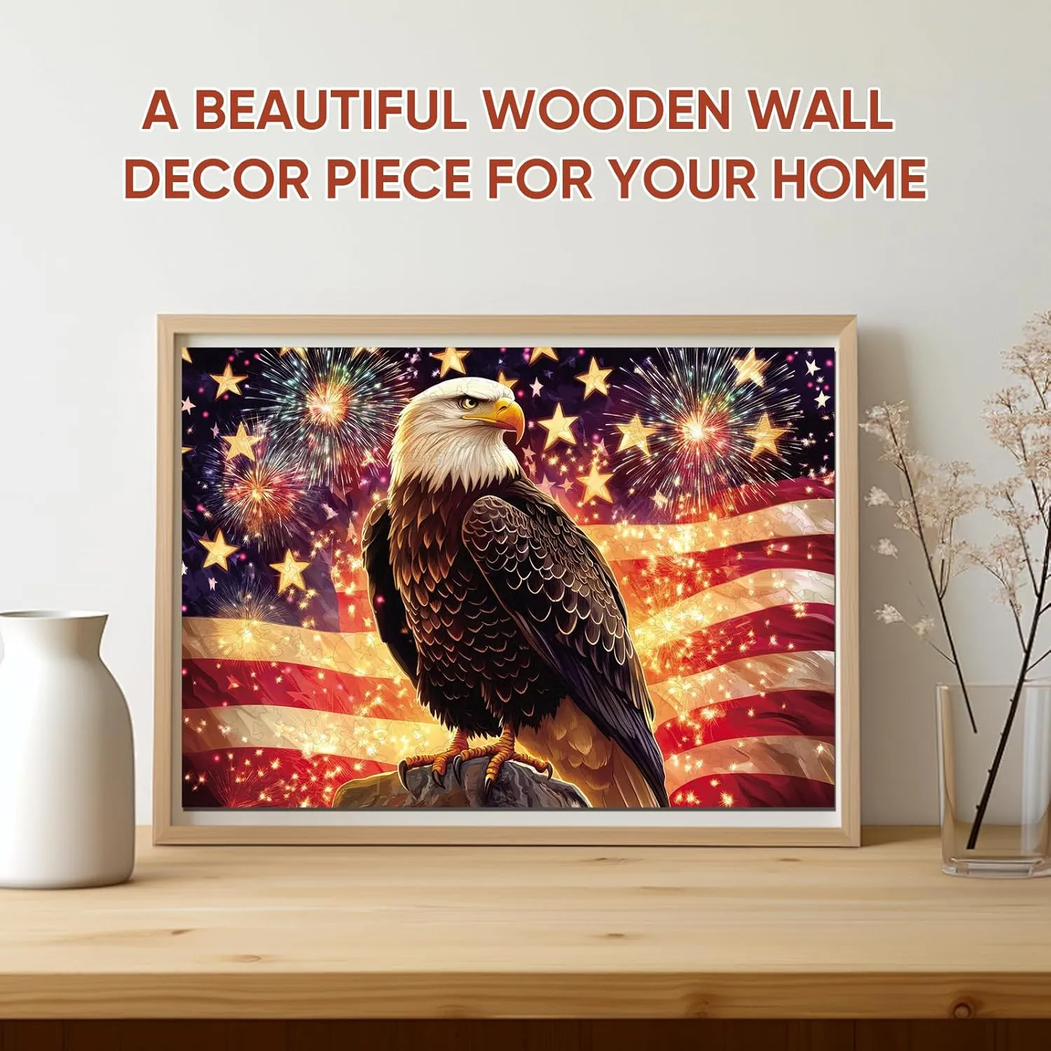 for Adults 500 Pieces$ Wooden Jigsaw Puzzles(19 * 12.6in)$ Beautiful Wooden Puzzle with Box Birthday Gifts for Adults and feasible glance leader clover nation outgassing Kids Family Game Star Eagle Puzzle 