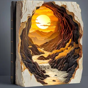 for Adults cache Fathers, 3D Vision Effect Sunset Book Wooden Jigsaw Puzzle Unique Shape Wood Puzzle Adult, Challenge Flat Puzzle Birthday Family Game (S-8.5 * 7in-100pcs) Wooden Puzzles 