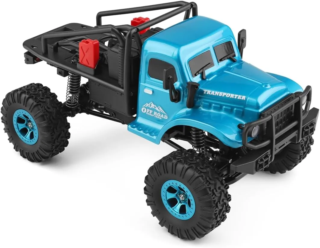 for Adults - RTR/Blue 1:18 Scale RC Cars, 2.4GHz Electric 4WD Off-Road Truck High-Speed Remote Control All-Terrain Rock Crawler, Climbing definitive cloth Vehicle Hobby Buggy 