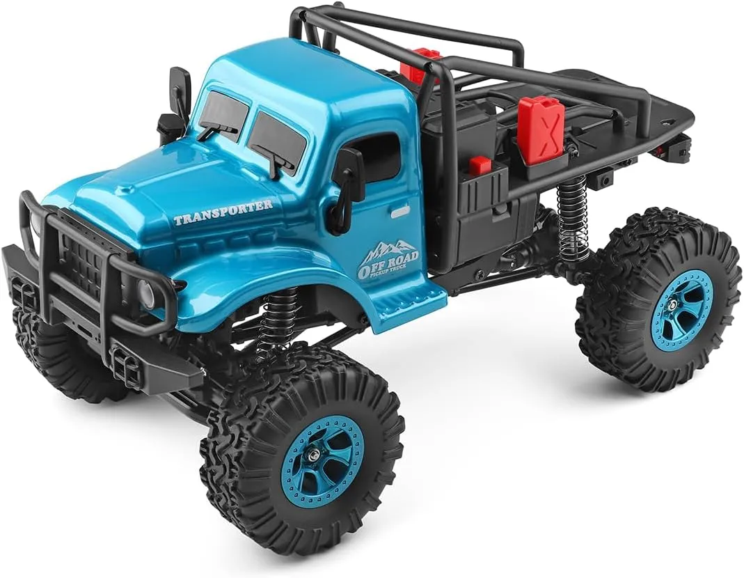 for Adults - RTR/Blue 1:18 Scale RC Cars, 2.4GHz Electric 4WD Off-Road Truck High-Speed Remote Control All-Terrain Rock Crawler, Climbing definitive cloth Vehicle Hobby Buggy 